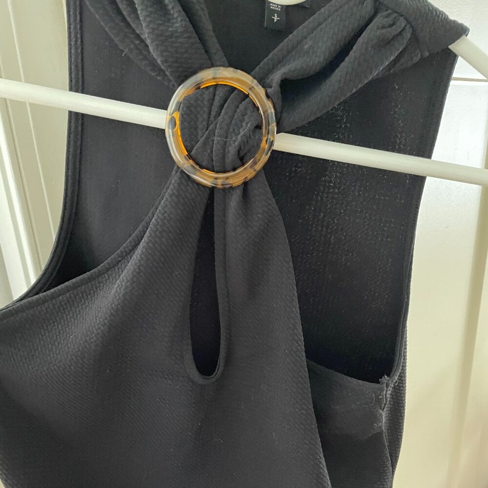 Black sleeveless top with keyhole front